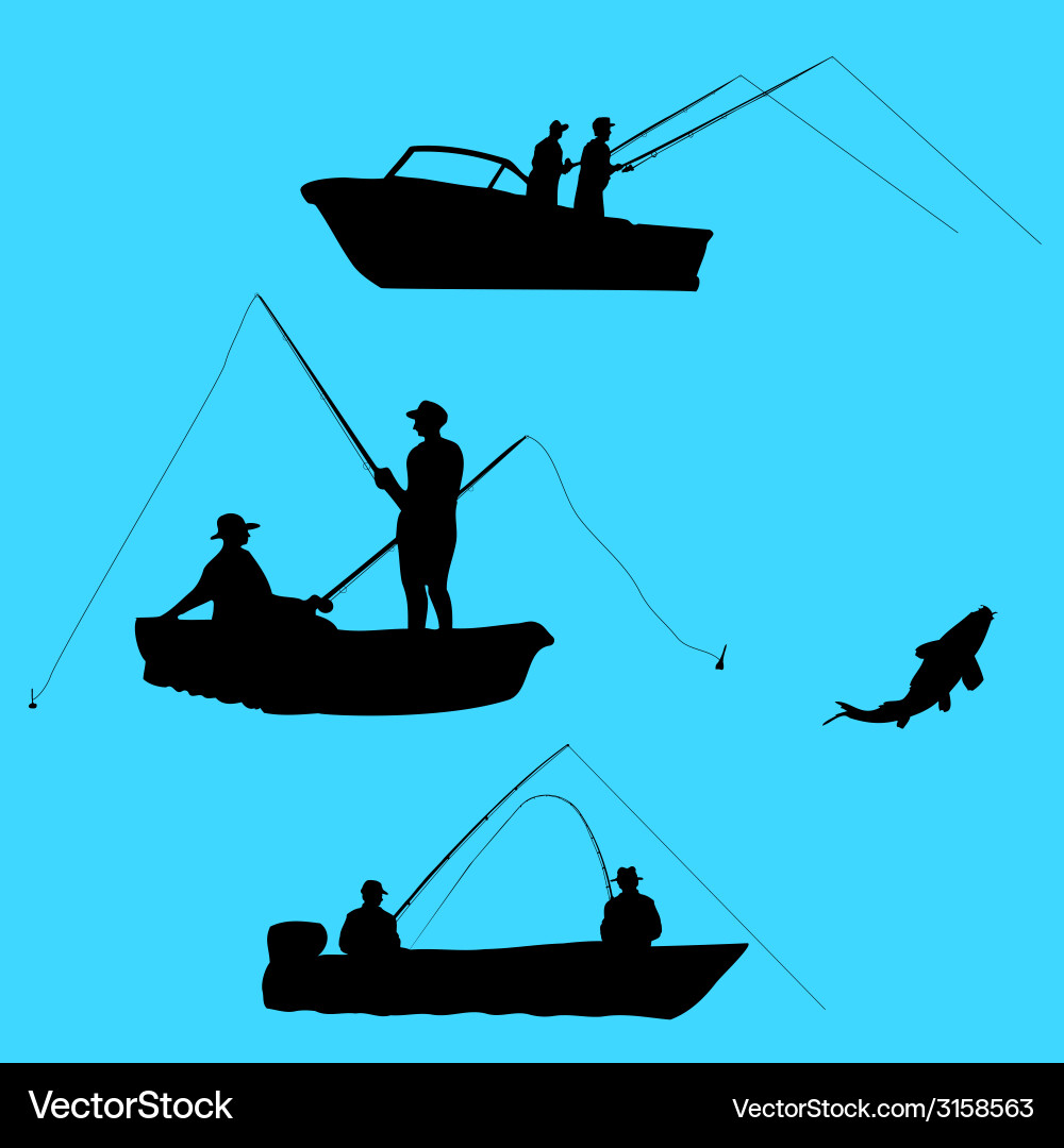 Fishermen on Boat - Water Activity Vector Image