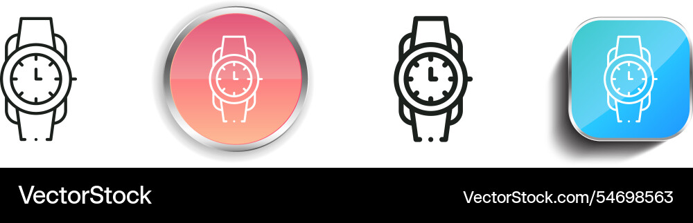 Hand watch icon thin linear regular and button vector image