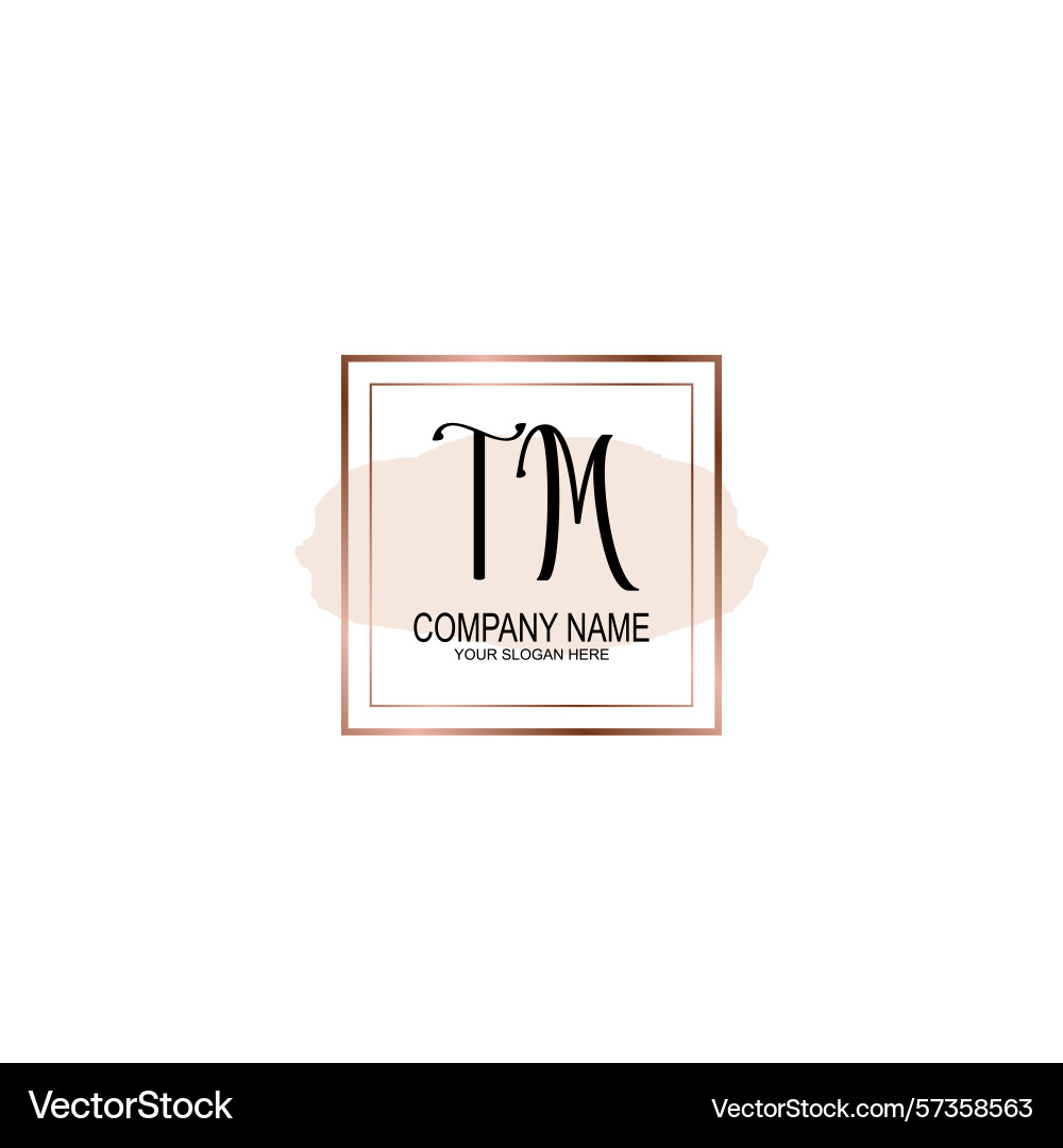 Minimalist handwritten tm initial logos with soft Vector Image