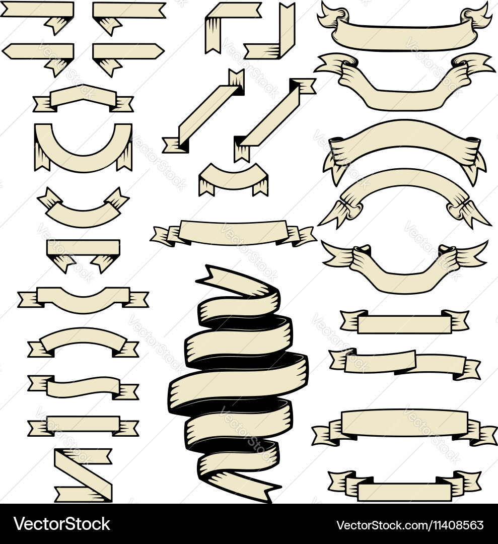 Ribbon & Scroll Elements - Brand Mark Collection Vector Image