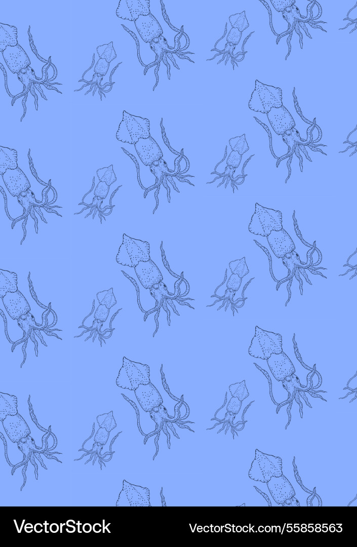 Seamless squid pattern on a light background Vector Image