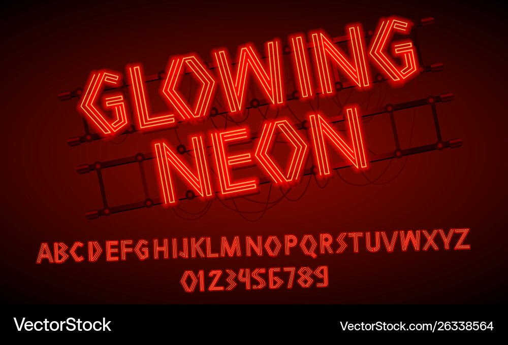 80 s red neon retro font futuristic script 80 s red neon retro font futuristic script vector image