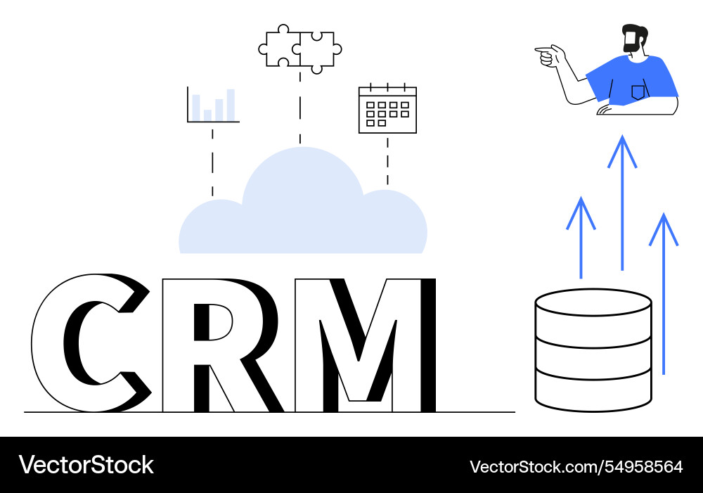 Cloud-based crm integration depicted with graphs Cloud-based crm integration depicted with graphs vector image