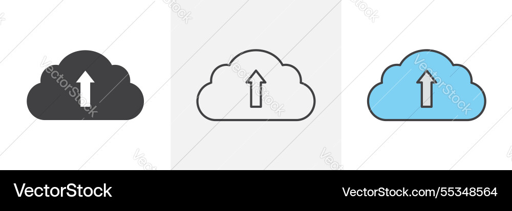 Cloud upload icons pack for website designs Vector Image