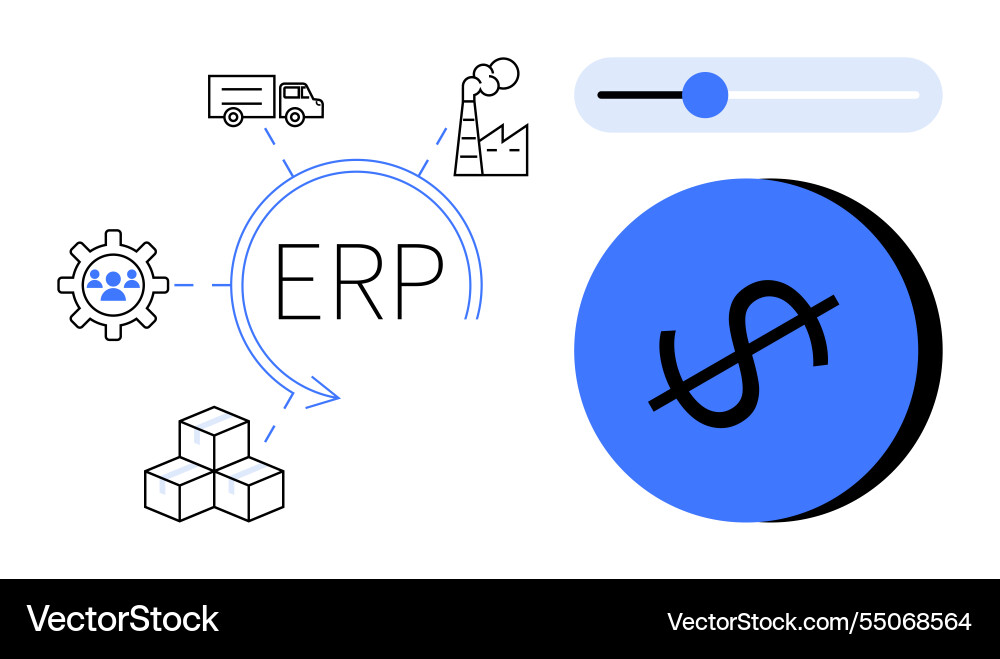 Erp system components integrating logistics Erp system components integrating logistics vector image