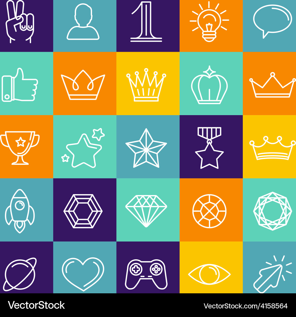 Game Icon Set - Linear Style vector image