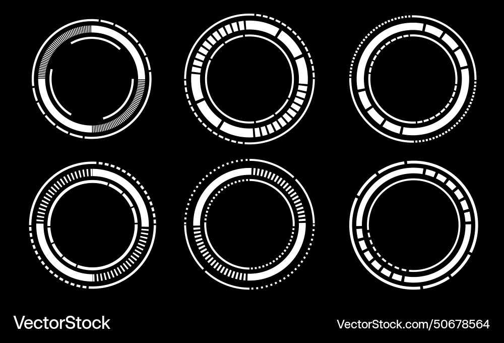 Set of sci fi white circle user interface Set of sci fi white circle user interface vector image