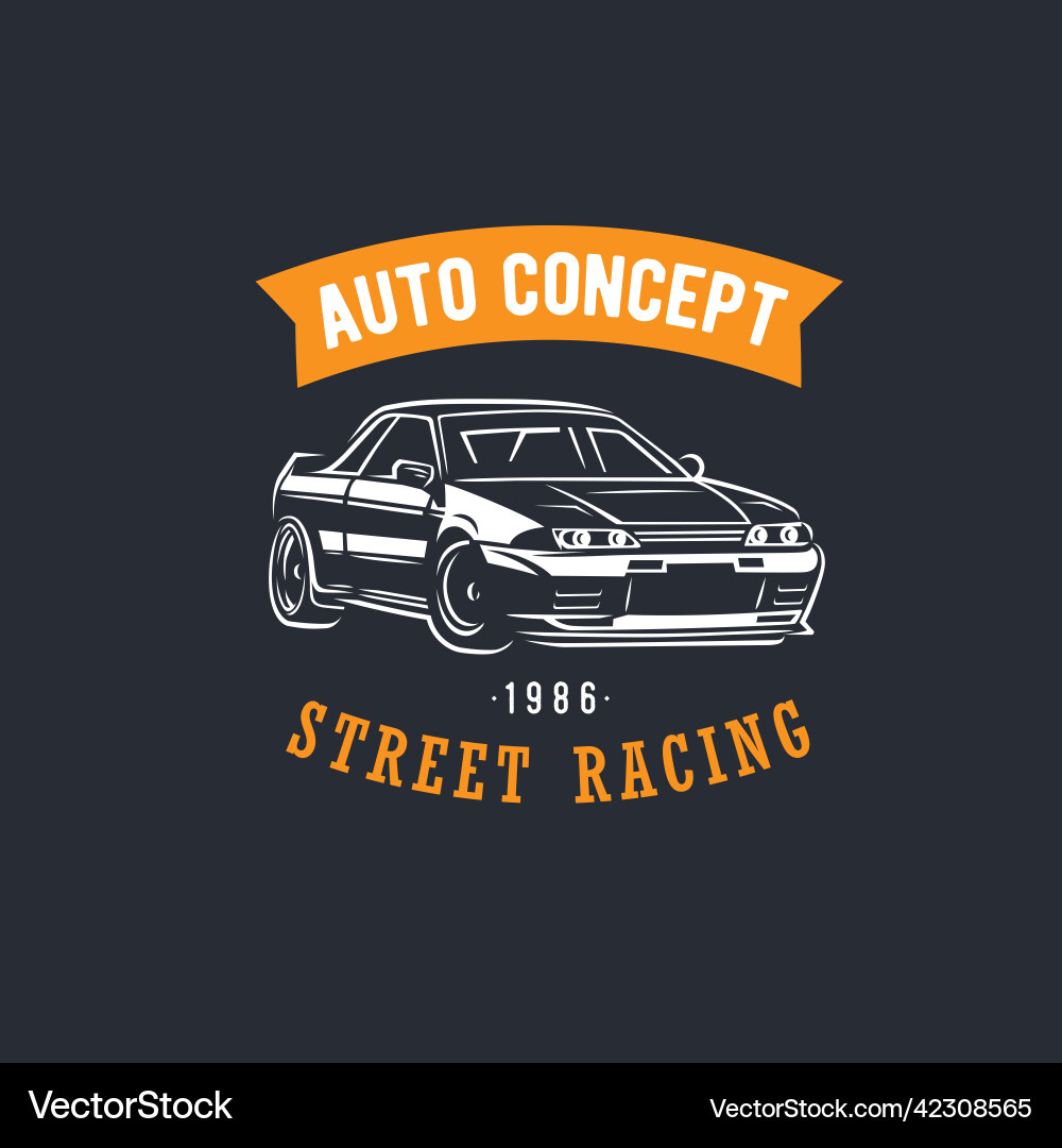 Car emblem street racing Car emblem street racing Vector Image