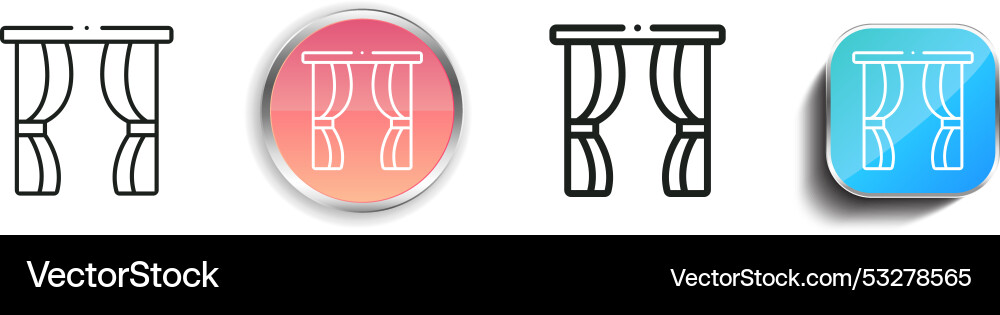Curtain icon thin linear regular and button style Curtain icon thin linear regular and button style vector image
