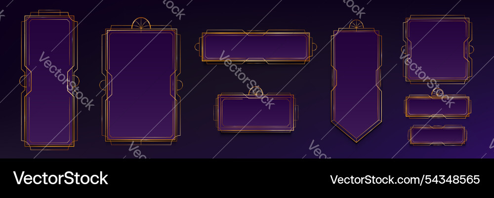 Digital game interface elements with gold art deco Digital game interface elements with gold art deco vector image