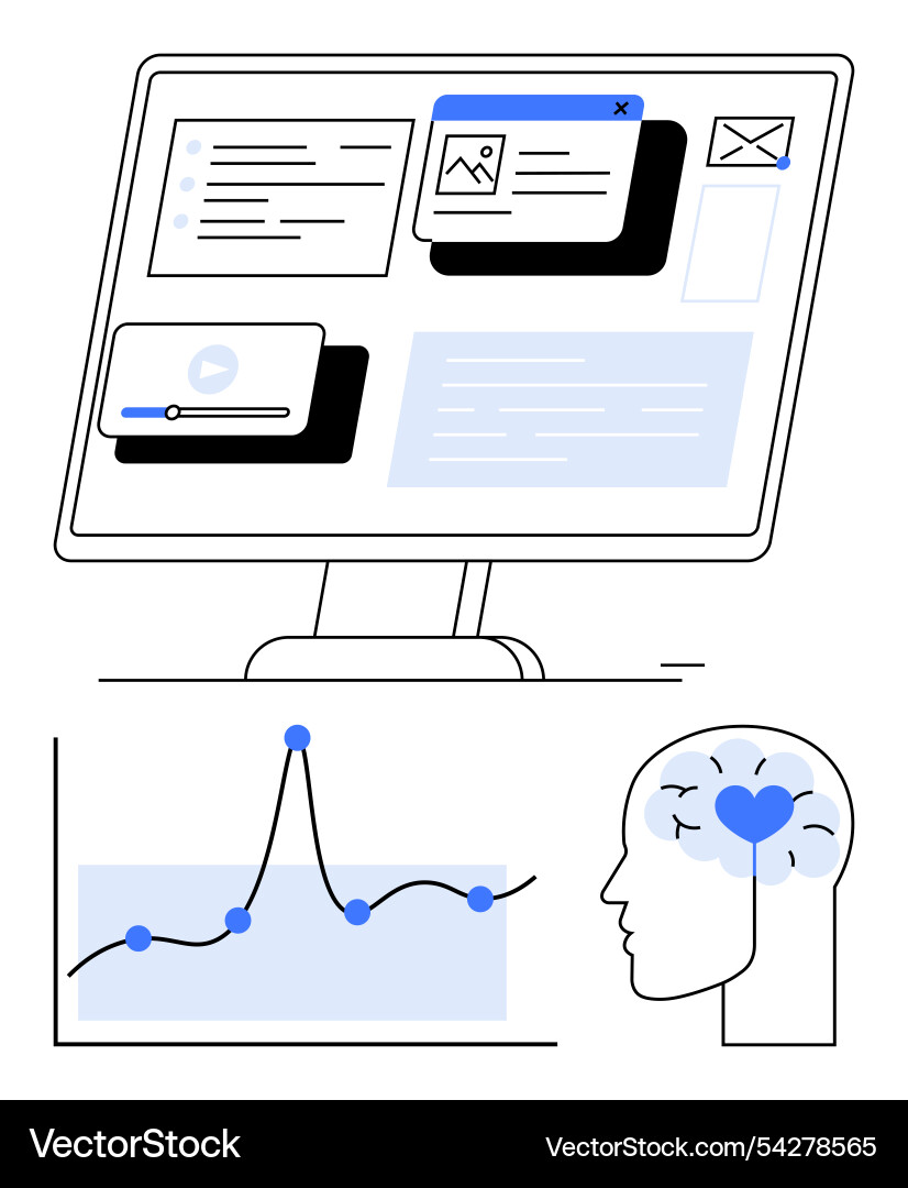 Digital interaction and innovation in data Digital interaction and innovation in data vector image