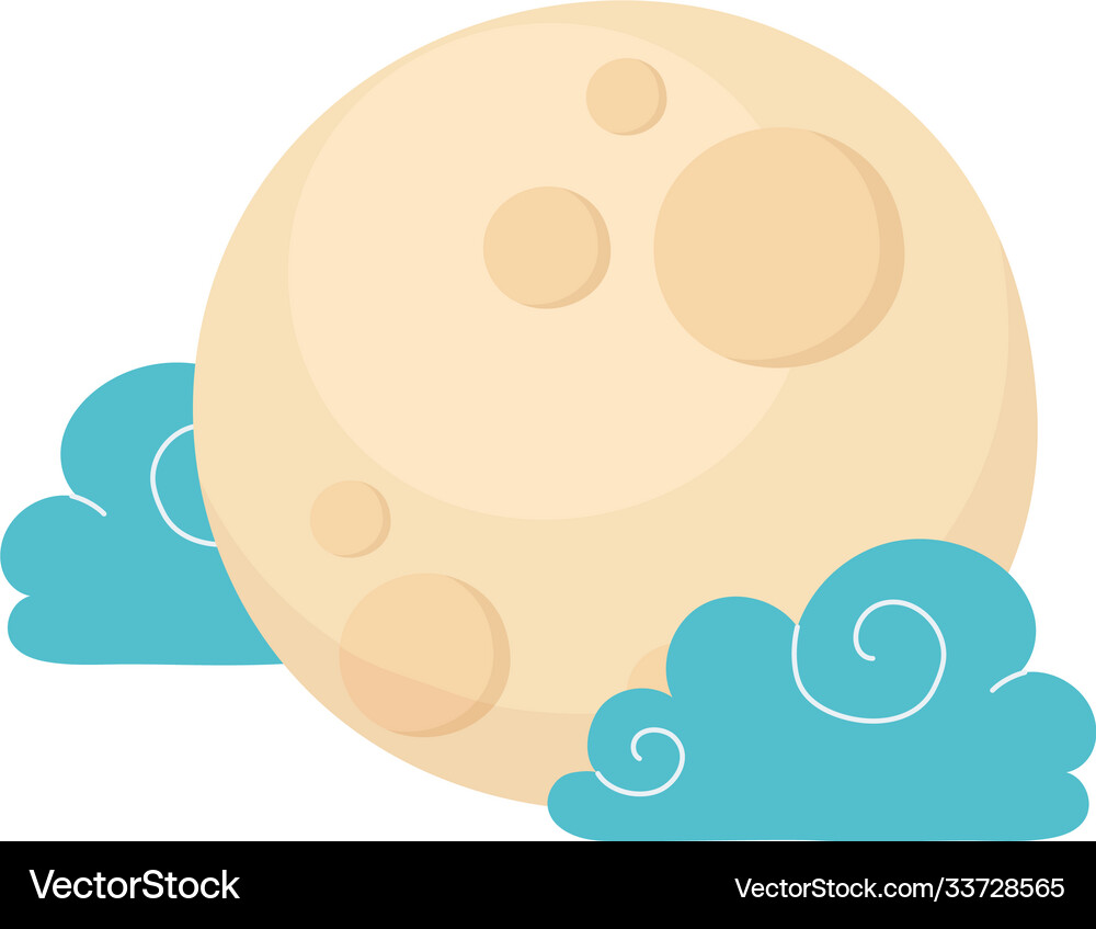 Full moon night clouds sky cartoon isolated icon – Royalty-Free Vector |  VectorStock, image size:1000x847