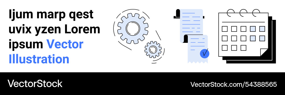 Gears documents and calendar with text sample Gears documents and calendar with text sample vector image