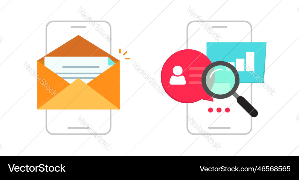 Mail email sms received open envelope on cell Mail email sms received open envelope on cell vector image