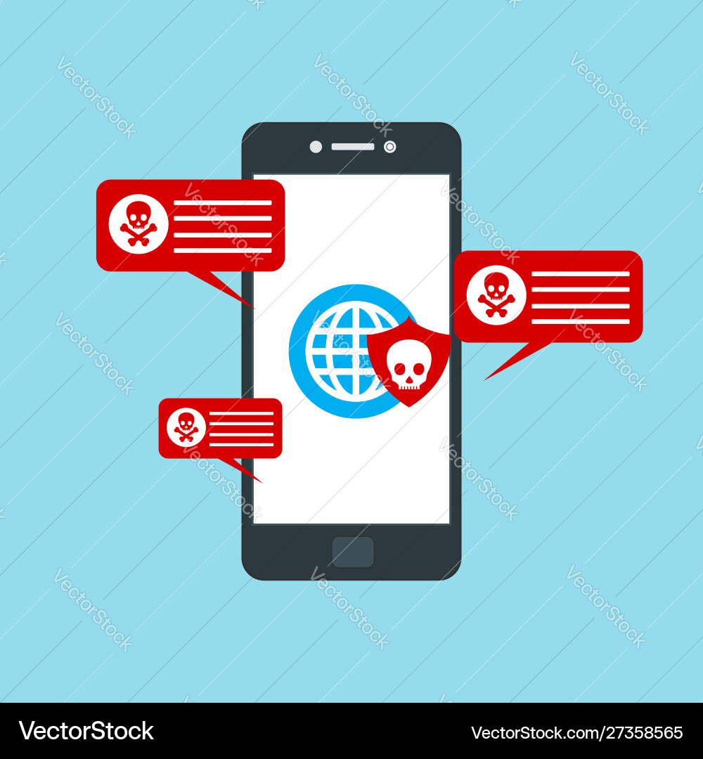Smartphone virus malware trojan notification Vector Image