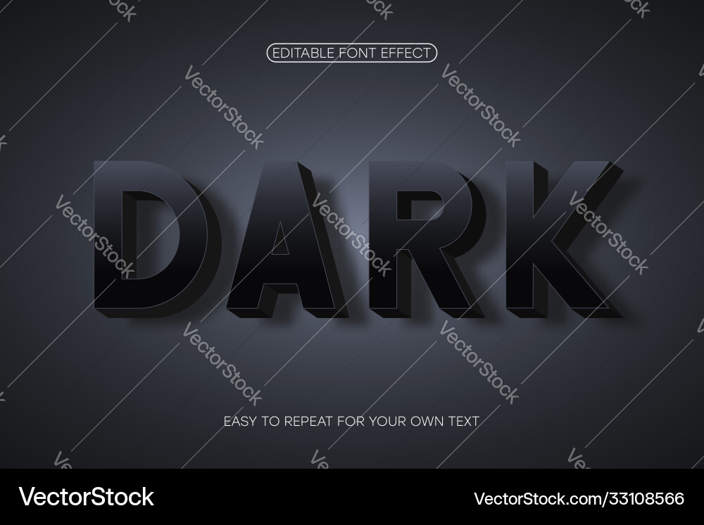 Bold 3D Text Effect with Shadow vector image