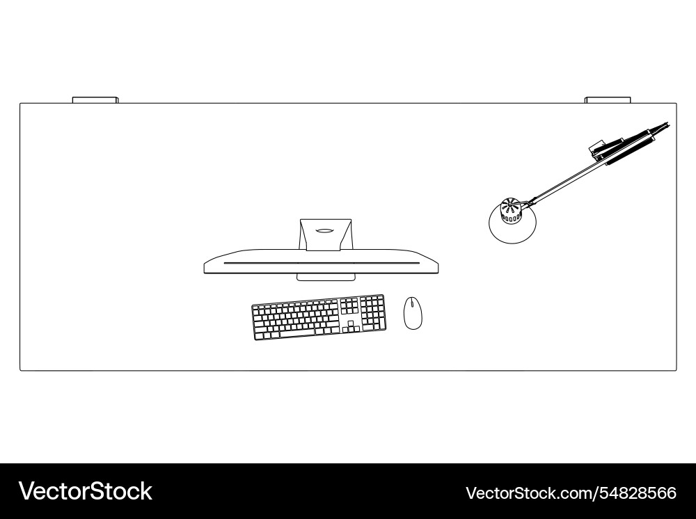 Contour of the workplace with a computer Contour of the workplace with a computer Vector Image
