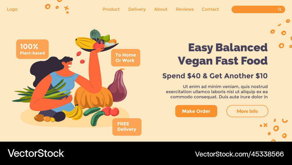 Einfach ausbalanciertes vegan schnelles Essen online bestellen Einfach ausbalanciertes vegan schnelles Essen online bestellen vektorbild