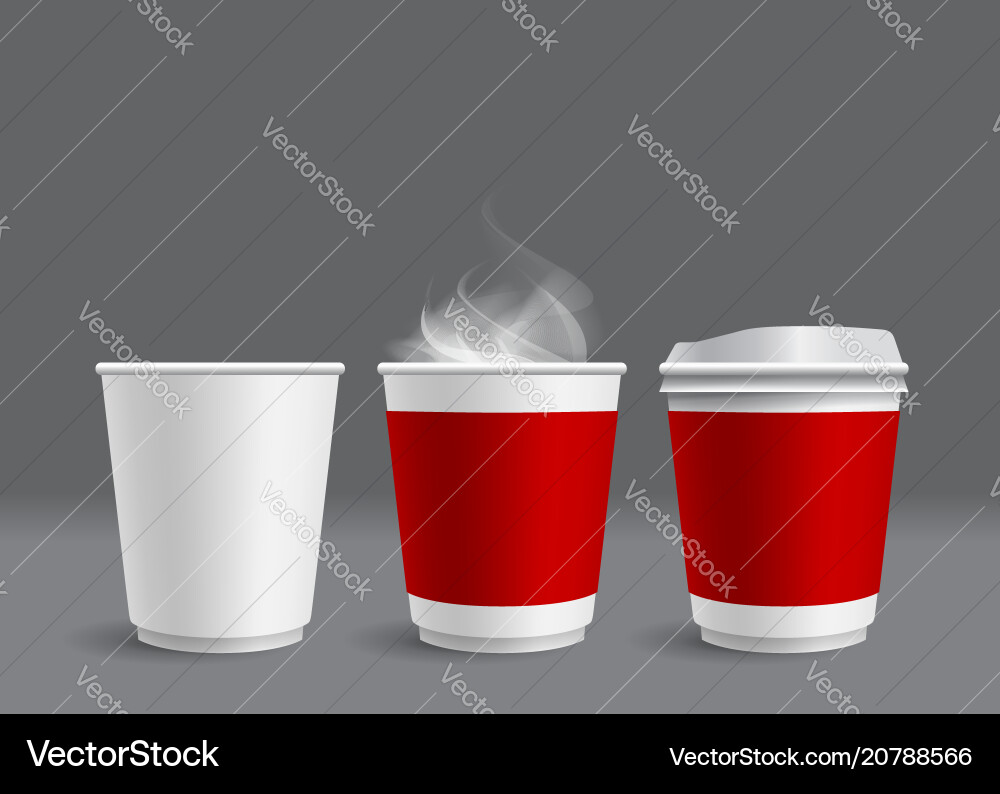 Hot coffee cup with smoke on gray background Hot coffee cup with smoke on gray background vector image