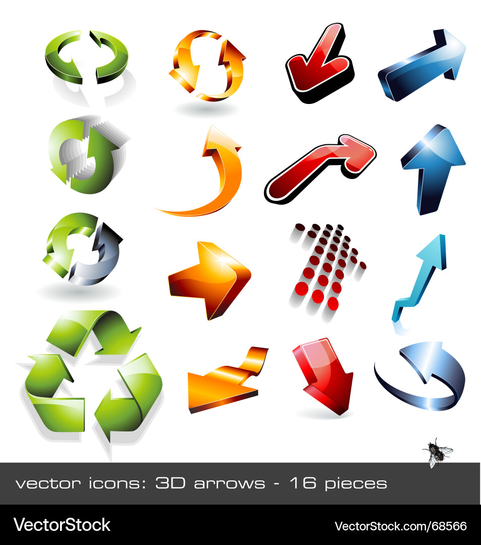Icon set 3d arrows Royalty Free Vector Image - VectorStock