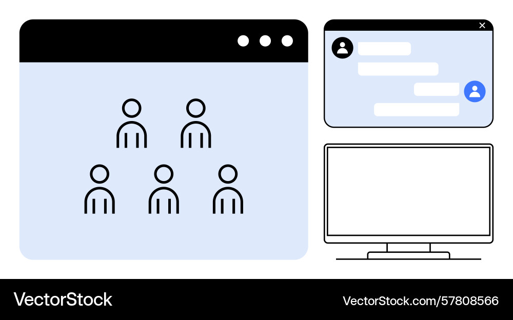 Online collaboration with chat window user group Vector Image
