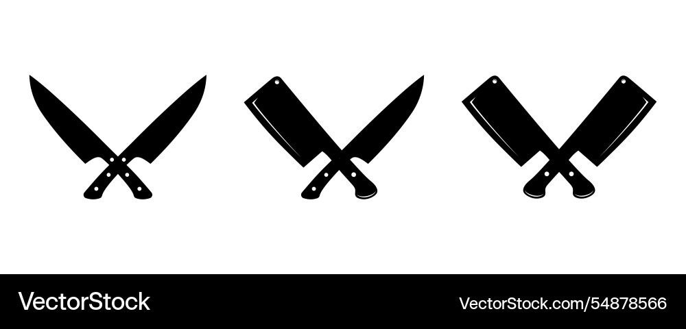 Set aus Metzgerfleischmessern oder Koch-Edelmesser Vektorbild