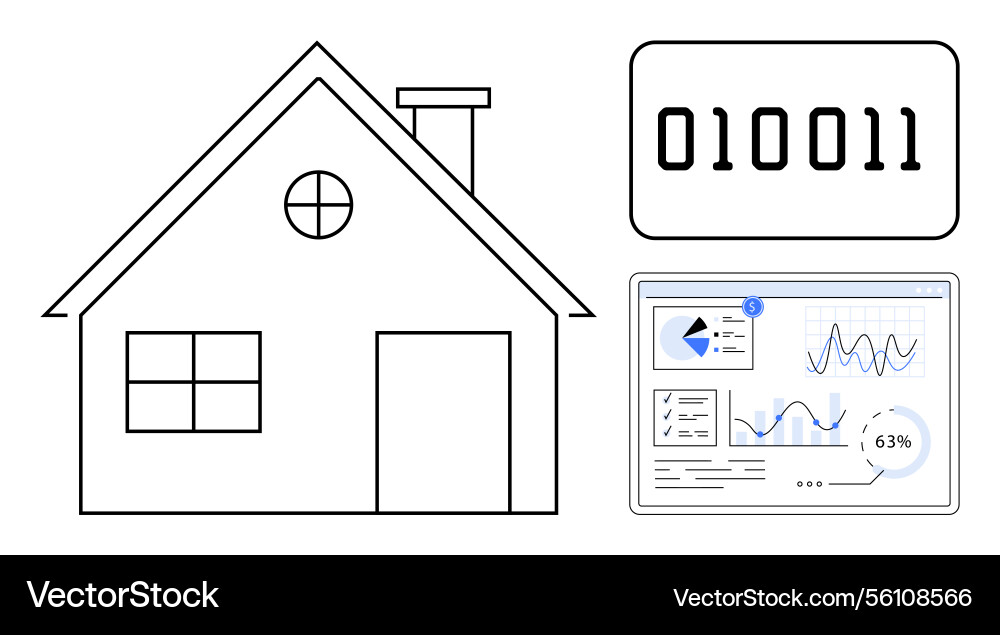 Smart home concept with data analytics and digital Smart home concept with data analytics and digital vector image