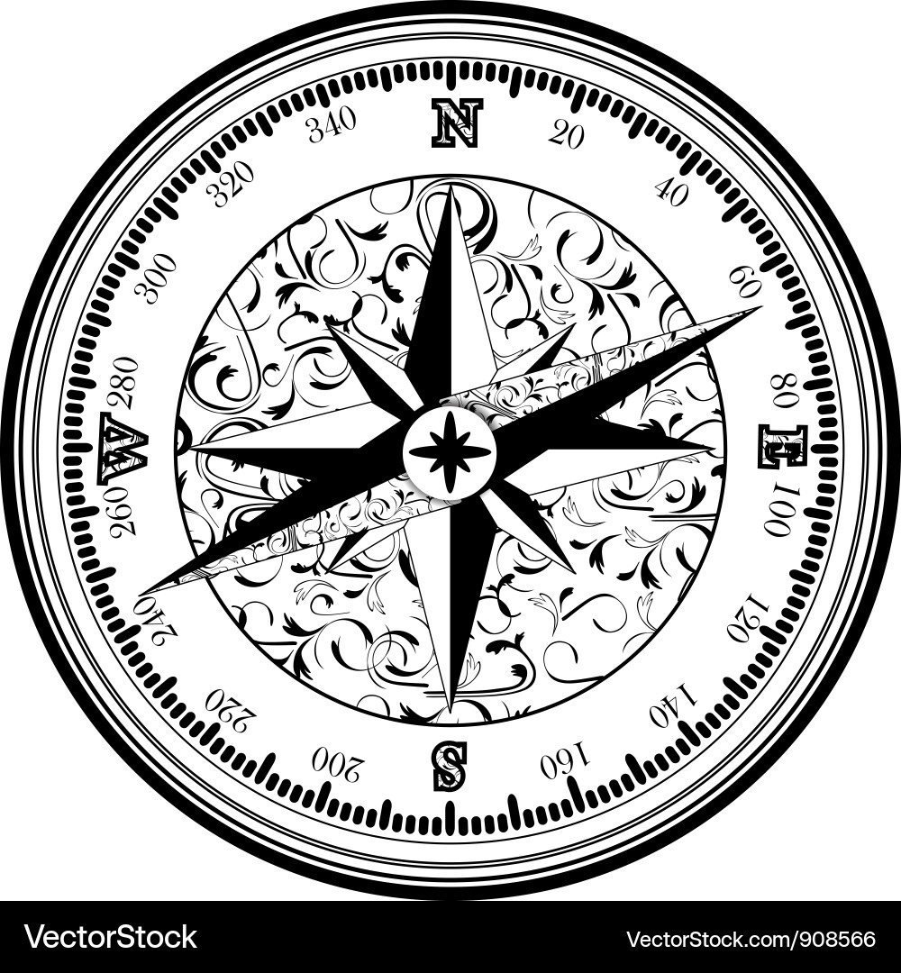 Vintage Antique Compass Rose Vector Image