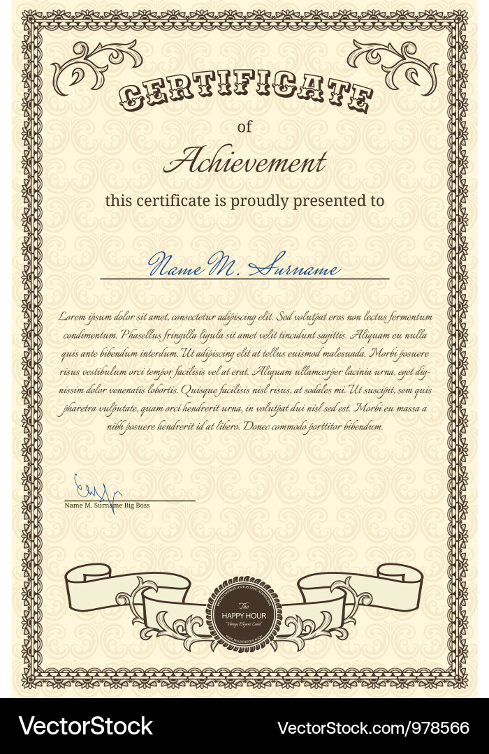 Vintage Certificate with Stamp Vector Image