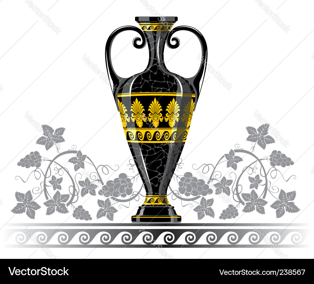 Ancient Greek Amphora with Grapes Vector Image