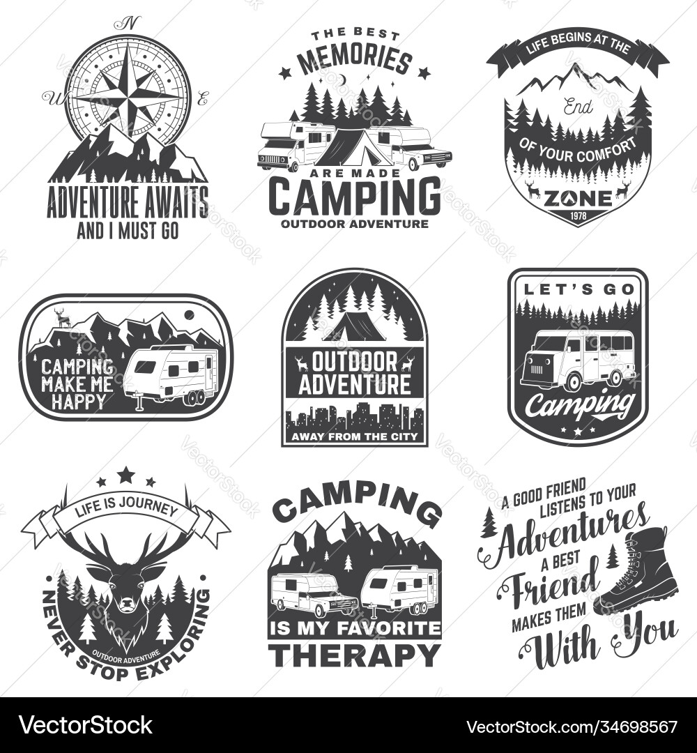 Camping Badges & Quotes Vector Image