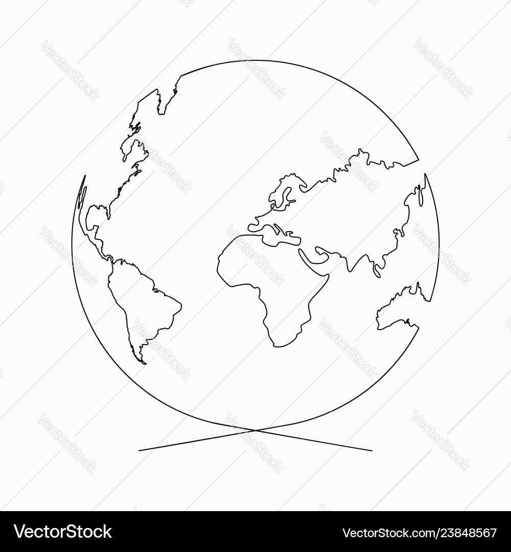 Continuous line globe earth one drawing vector image