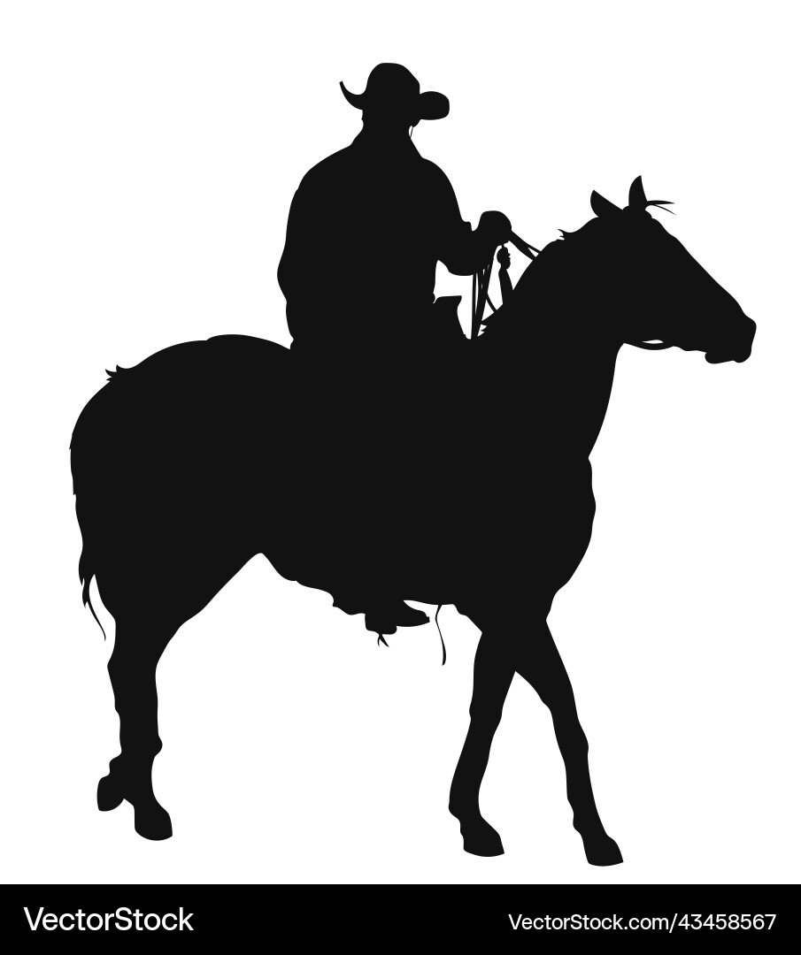 Cowboy Riding Horse Silhouette vector image