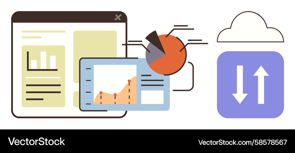 Data analytics and cloud backup concept Vector Image