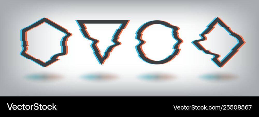 Glitch effect frames distorted noise shape vhs Glitch effect frames distorted noise shape vhs vector image