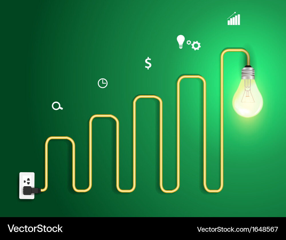 Light bulb abstract charts and graphs Vector Image