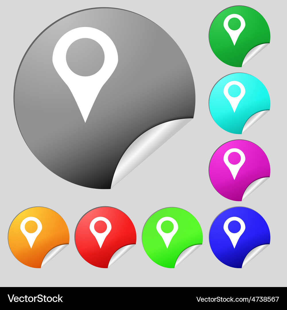 Map pointer gps location icon sign set of eight Vector Image