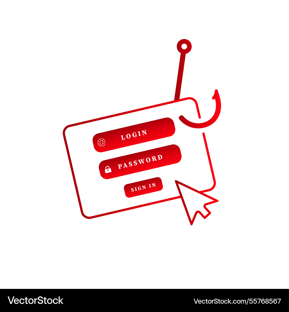 Phishing email warning symbol with log vector image