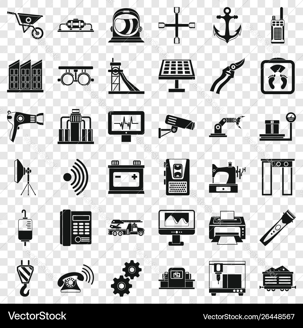 Security camera icons set simple style Vector Image