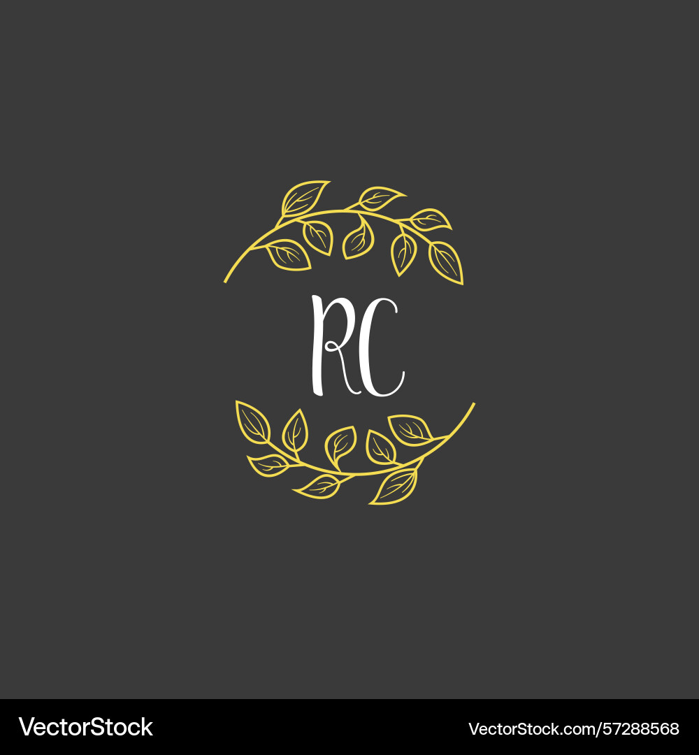 Botanical monogram logos with initial rc Vector Image