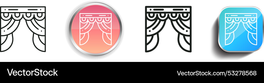 Curtains icon thin linear regular and button Vector Image