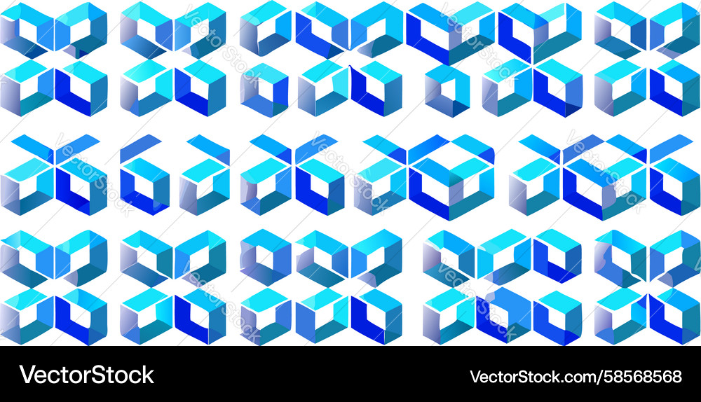 Dynamic Cube Pattern - Blue Gradient Vector Image