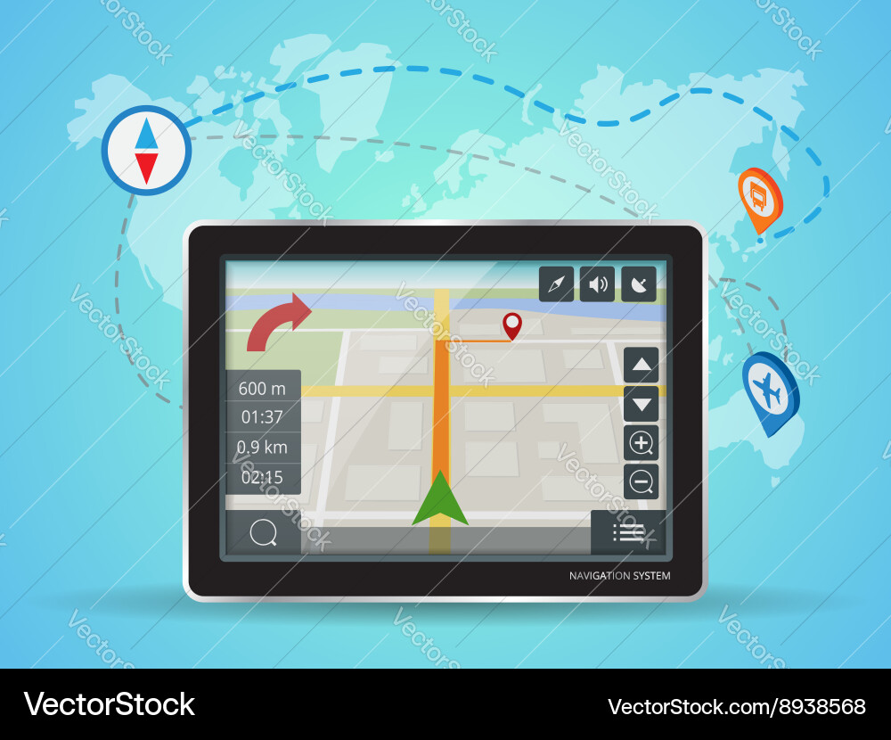 GPS Navigation Tablet - Mobile Maps vector image