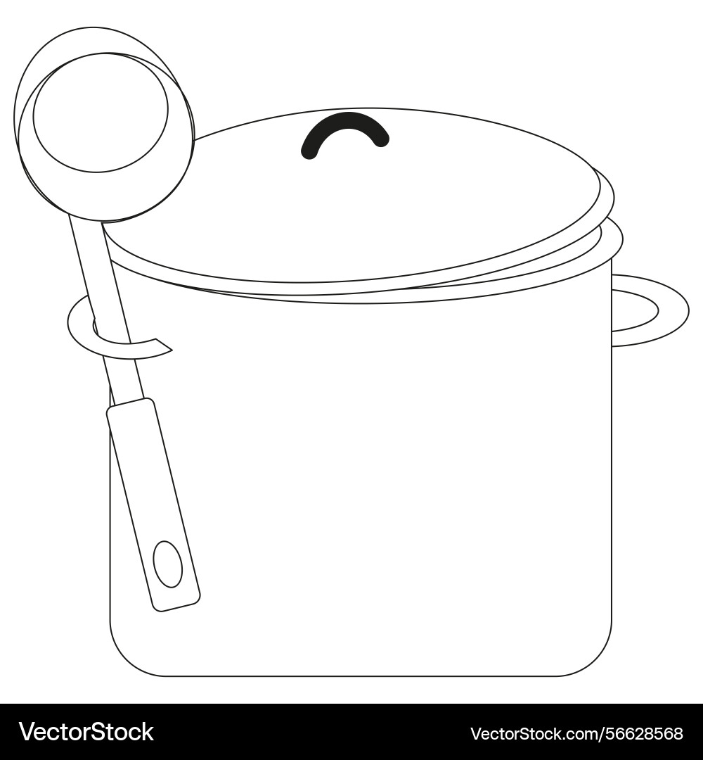 Large pot image covered with lid ladle on handle Vector Image