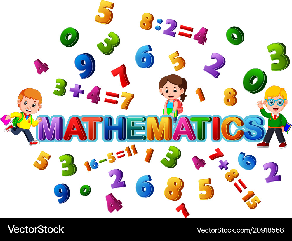 Mathematics Font with Student Character vector image