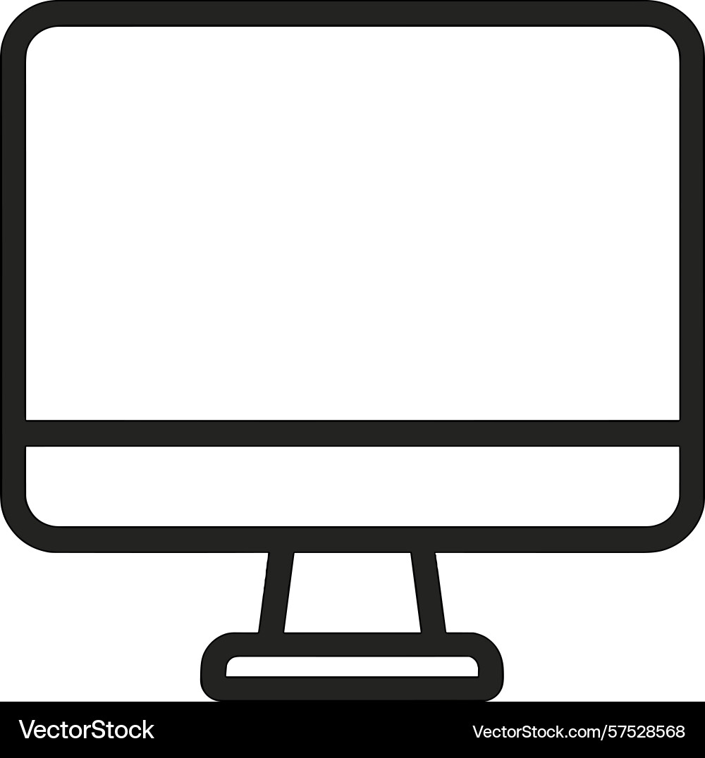 Outline of a computer monitor with minimalist Outline of a computer monitor with minimalist vector image