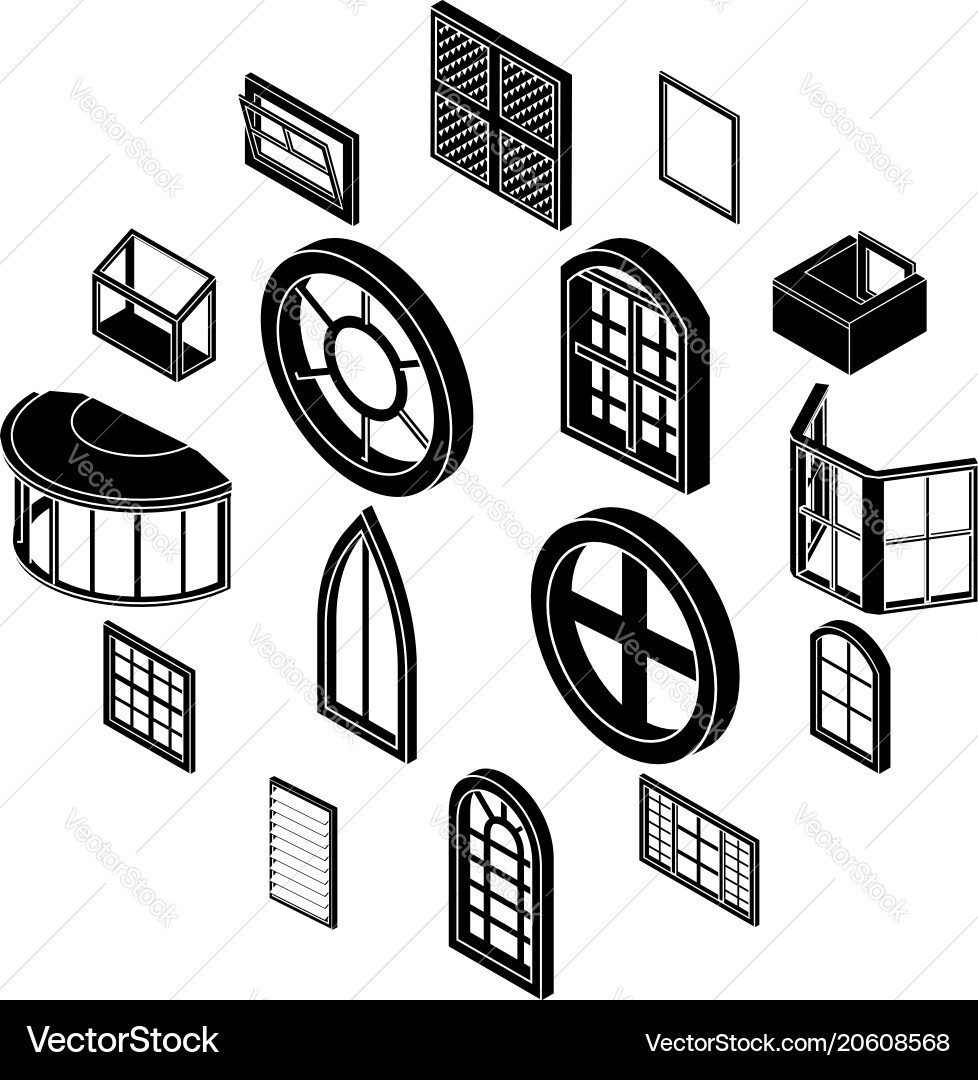 Window forms icons set simple style vector image