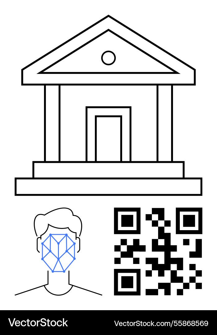 Facial recognition and qr code authentication Facial recognition and qr code authentication Vector Image
