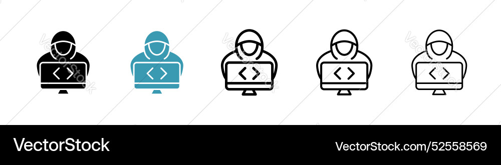 Hacker icon set on white background Hacker icon set on white background vector image