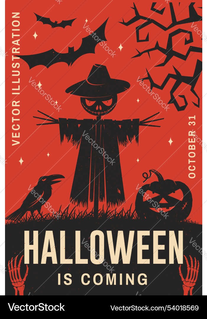 Halloween is coming poster concept Royalty Free Vector Image